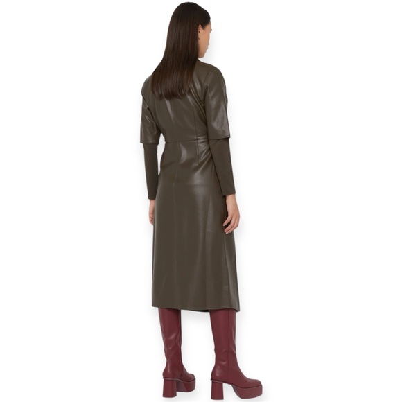 Oak + Fort Vegas Faux Leather Wrap Dress | Brown | XS | NWT - Picture 3 of 9